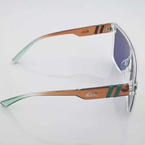 Quiksilver Shield Sunglasses Clear Brown Frame Yellow Mirror Shield Lens NEW Q10 - Picture 10 of 12